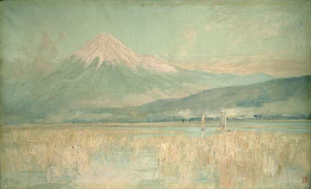 Detail of Dawn on the Sacred Mountain, the Fuji sun Half Hidden in the Clouds, 1889 by Alfred East