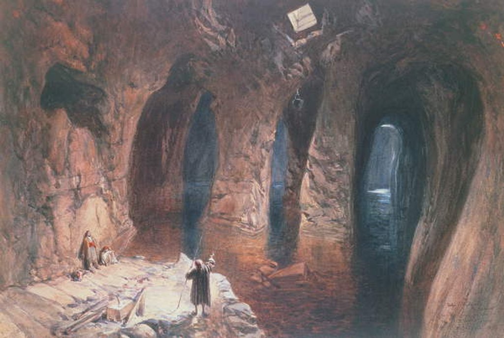 Detail of Bahr El Khabeer on The Great Sea: rockcut cisterns under the site of Solomon's Temple, 1870 by William 'Crimea' Simpson