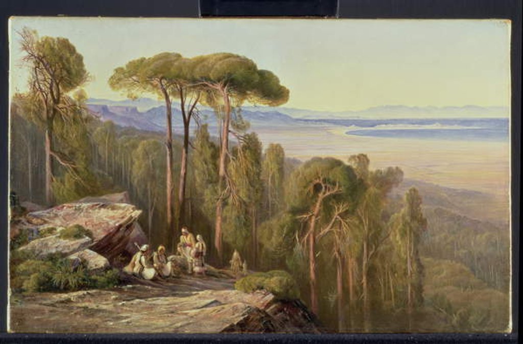 Detail of Travellers in a wood by Edward Lear