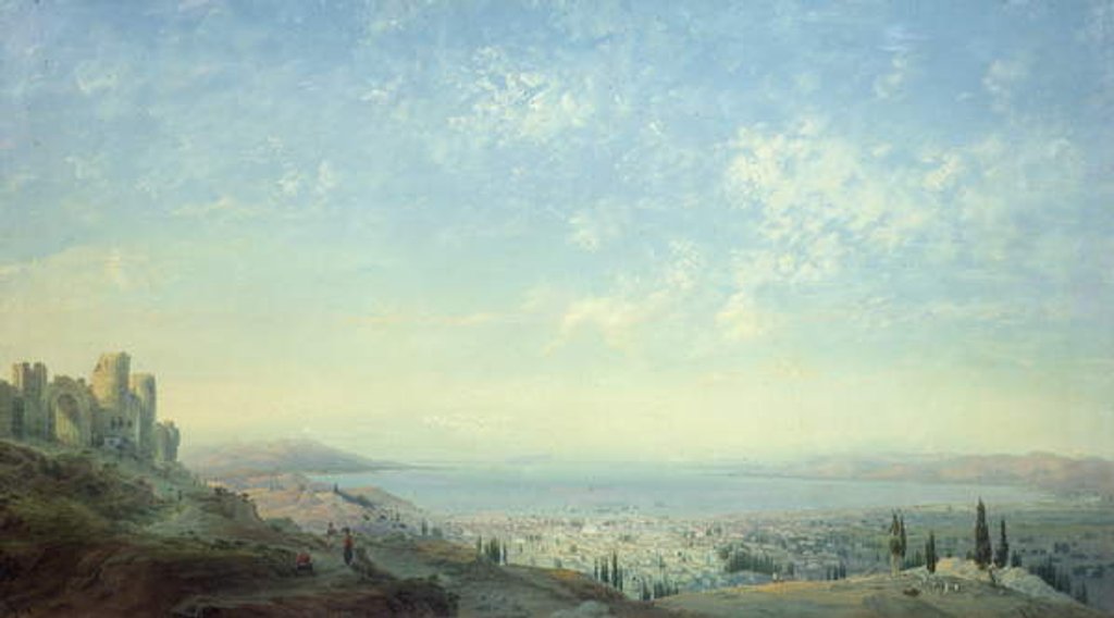 Detail of Smyrna from the Citadel on Mount Pagus, the Cesme Peninsula and the Gardens of Bornora with the Coast of Phocaea, 1839 by Carlo Bossoli