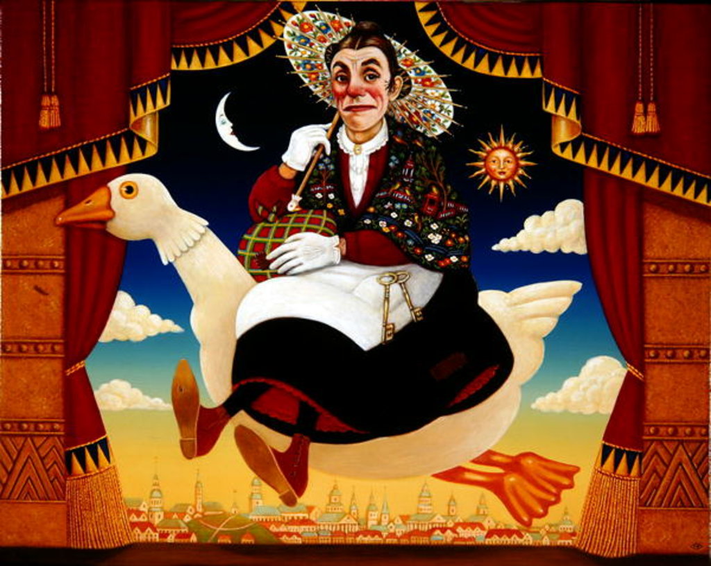 Detail of Dan Leno as Mother Goose, 1996 by Frances Broomfield