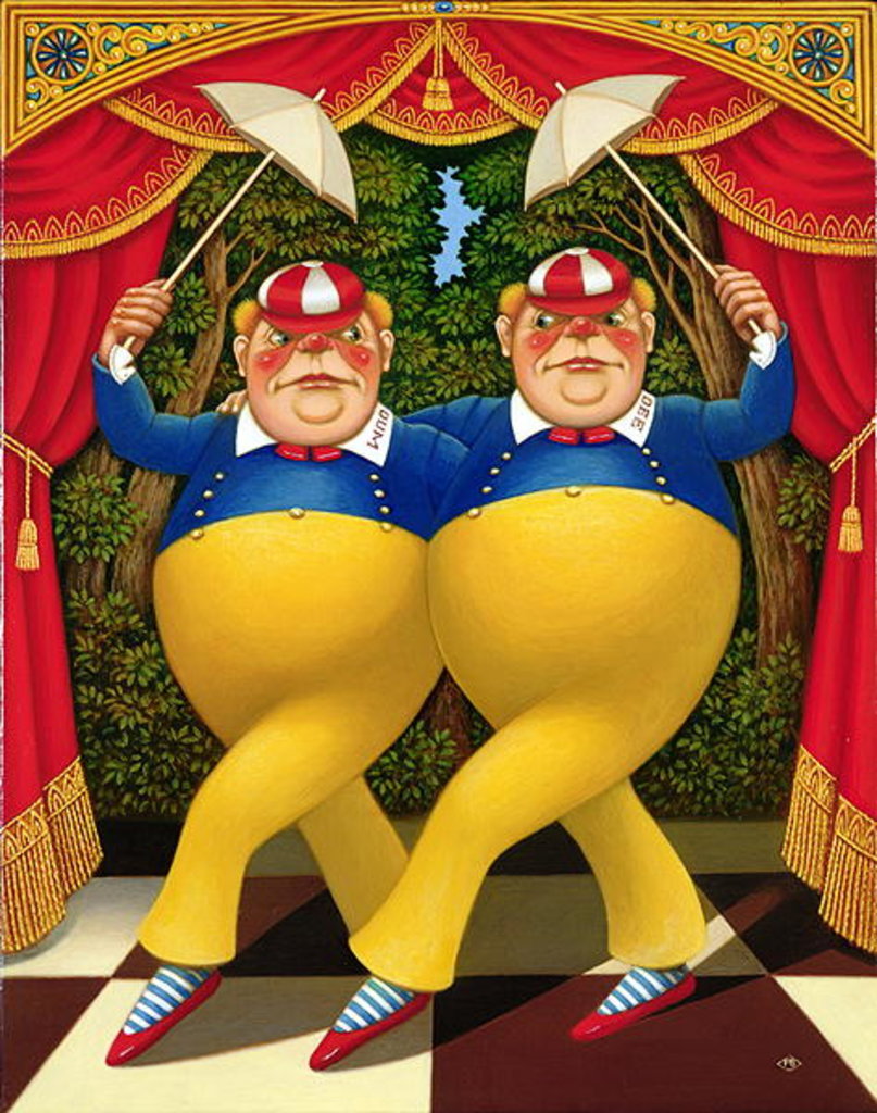 Detail of Tweedledum and Tweedledee, 1998 by Frances Broomfield