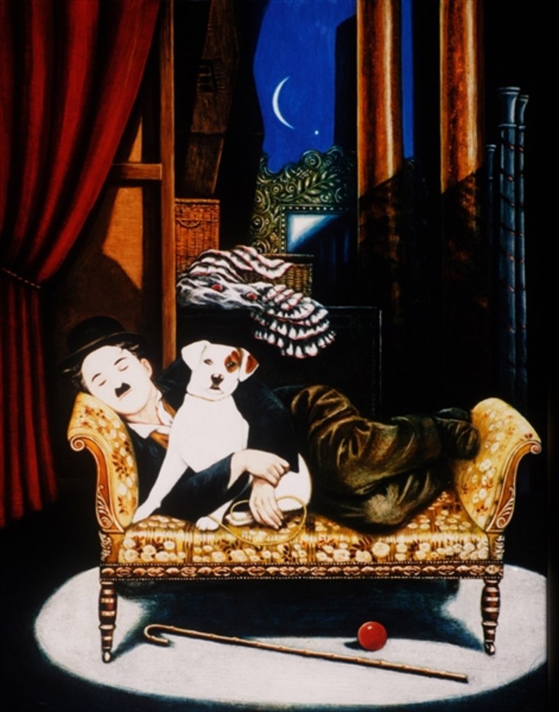 Detail of Charlie Chaplin and 'Scraps', 1992 by Frances Broomfield