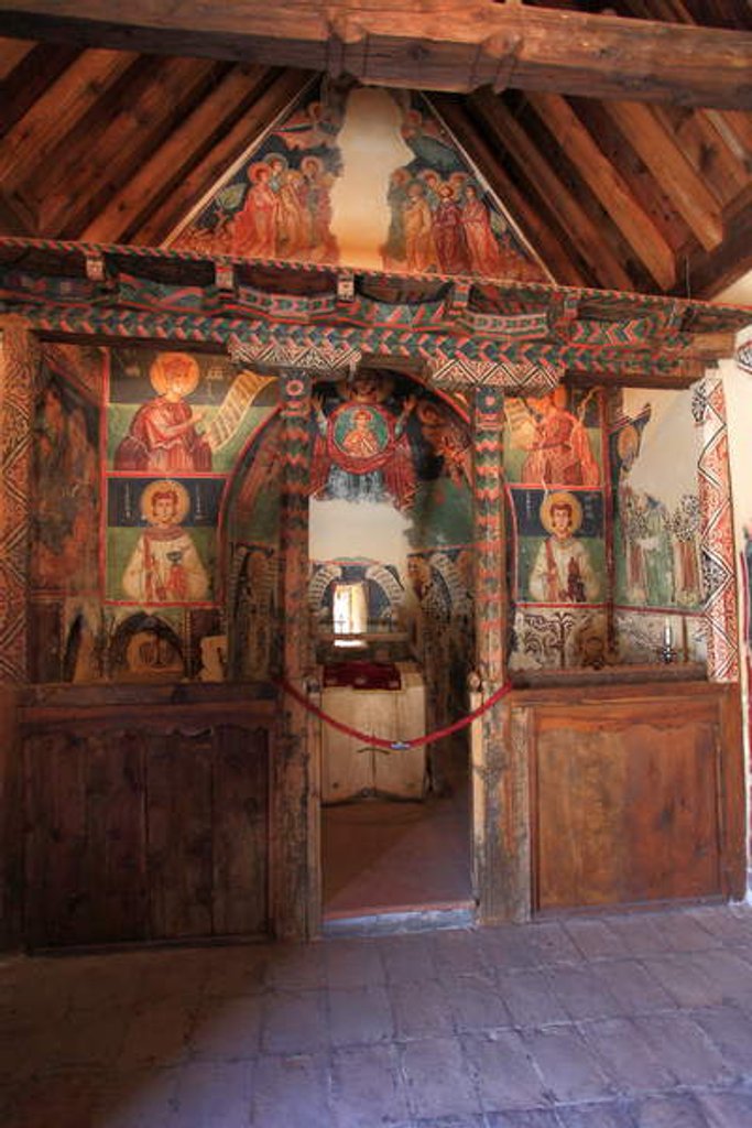 Detail of Sanctuary and Altar in Michael Archangel Church in Pedoulas, Cyprus. Painted churches UNESCO site Troodos, Cyprus by Anonymous