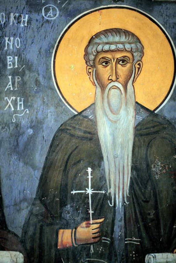 Detail of Saint Arsene: Byzantine fresco by Anonymous