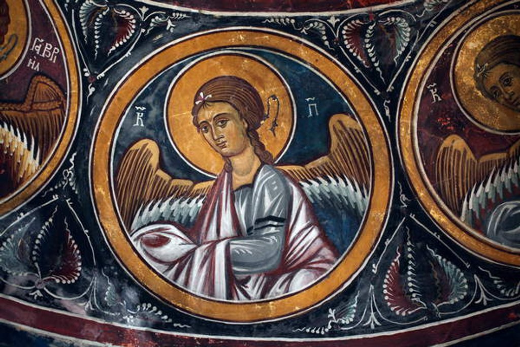 Detail of Angel Medallion around Christ and the Last Judgement Detail of the Byzantin fresco by Anonymous