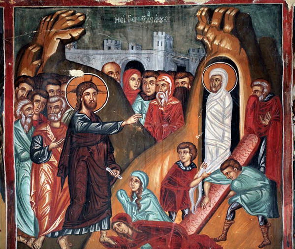 Detail of Episodes of Jesus Christ's life: the raising of Lazarus, 15th century by Anonymous