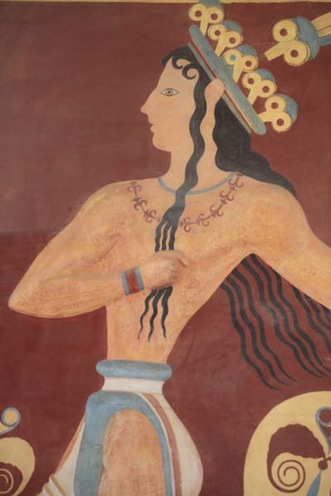 Detail of Prince of the Lilies fresco by Minoan Minoan