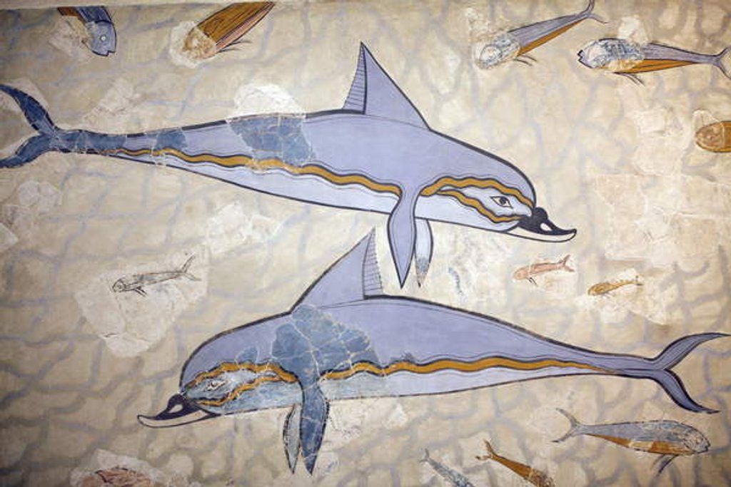 Detail of Minoan art. The Dolphin Fresco by Minoan Minoan