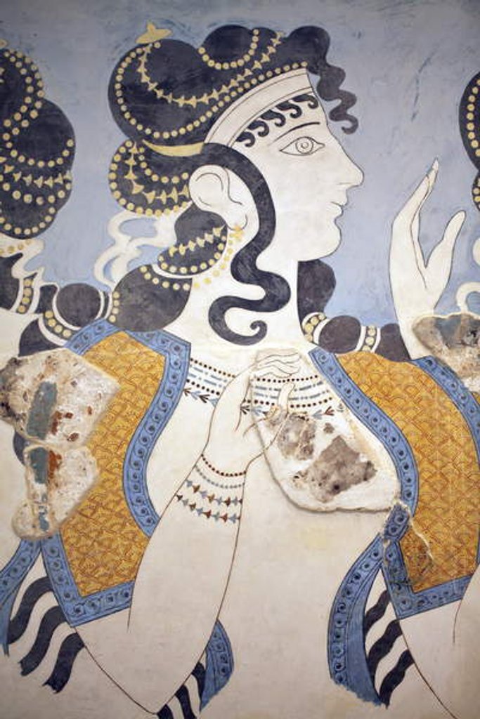 Detail of Details of the Ladies in blue”fresco by Minoan Minoan