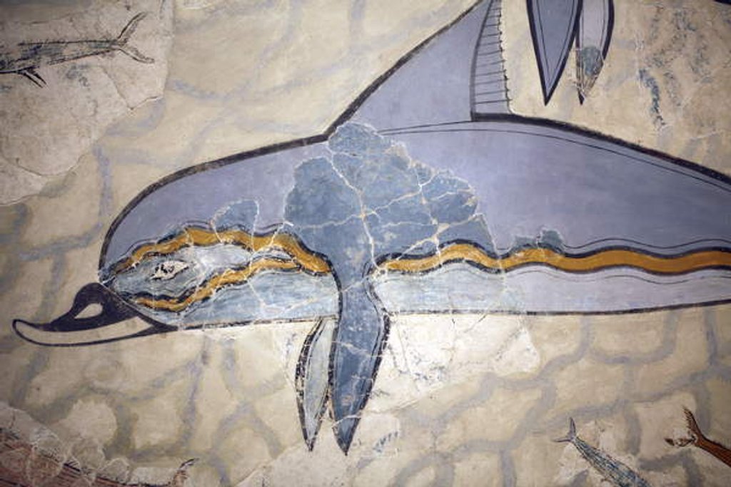 Detail of The Dolphin Fresco by Minoan Minoan