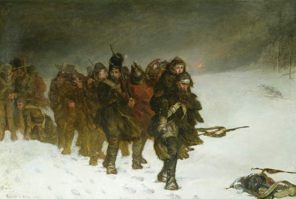 Detail of On the March from Moscow, 1873 by Laslett John Pott