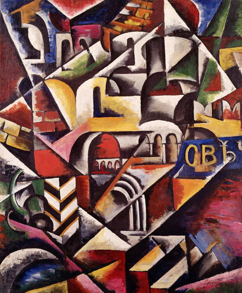 Detail of Cubist cityscape, 1914 by Lyubov Sergeevna Popova