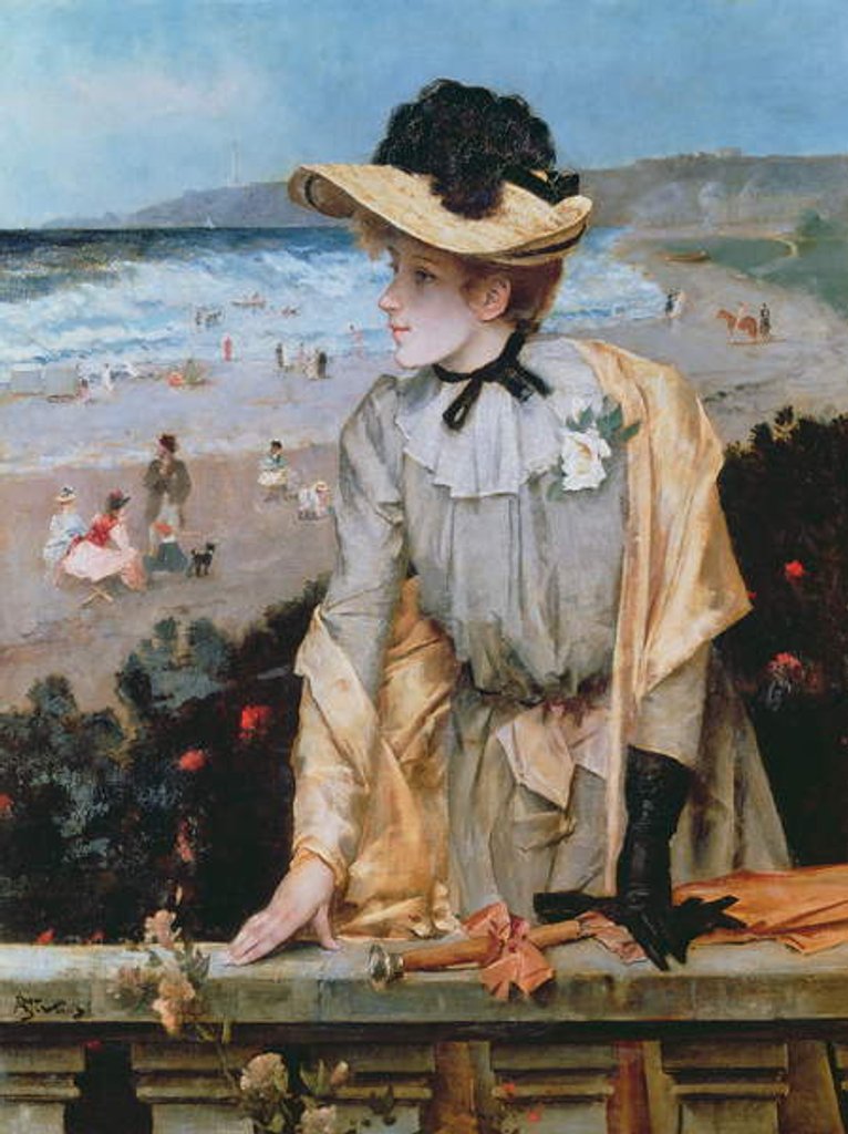 Detail of Young Woman at the Beach, or The Parisienne by the Sea by Alfred Emile Stevens