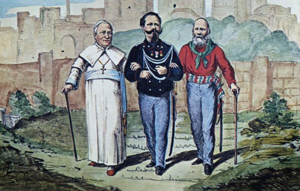 Detail of The Perfect Trinity: Pope Pius IX, Victor Emmanuel II and Garibaldi, 1870 by Italian School