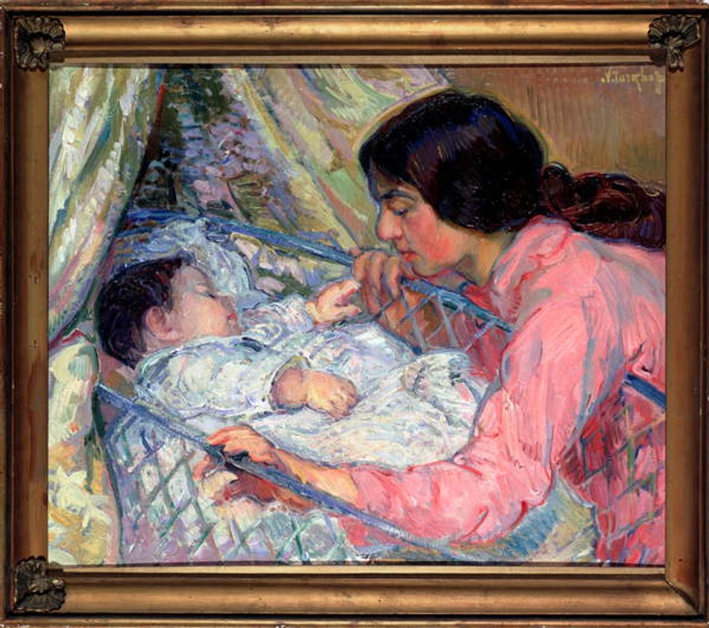 Detail of At The Cradle, late 19th - early 20th century by Nikolai Alexandrovich Tarkhoff