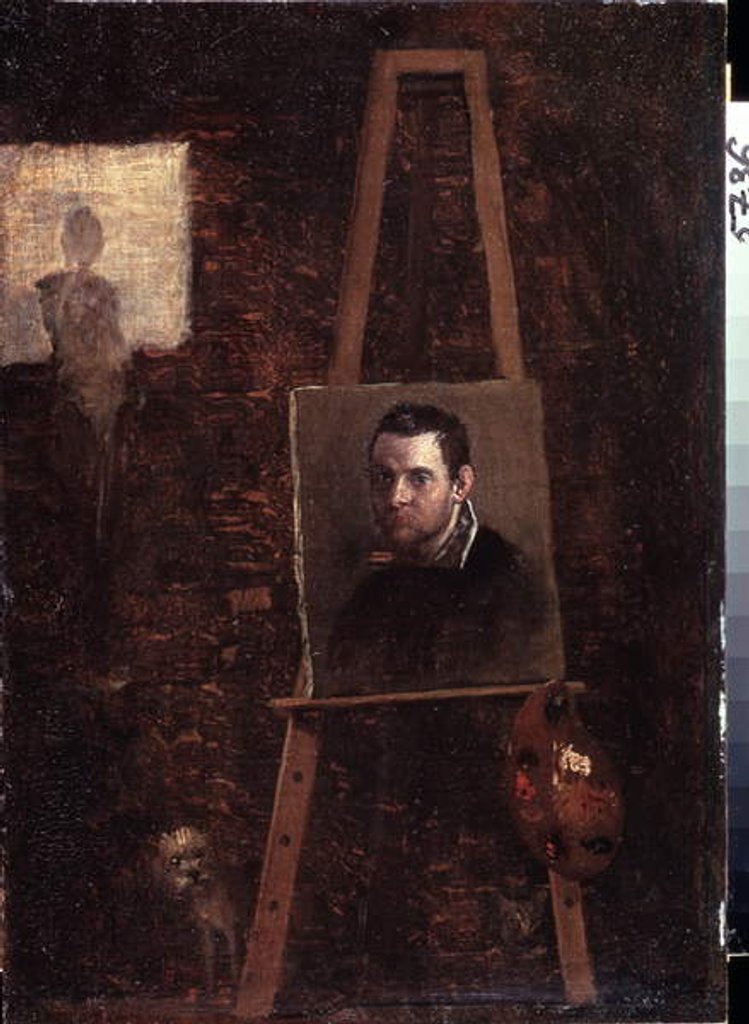 Detail of Self Portrait at the Easel, 1603-04 by Annibale Carracci