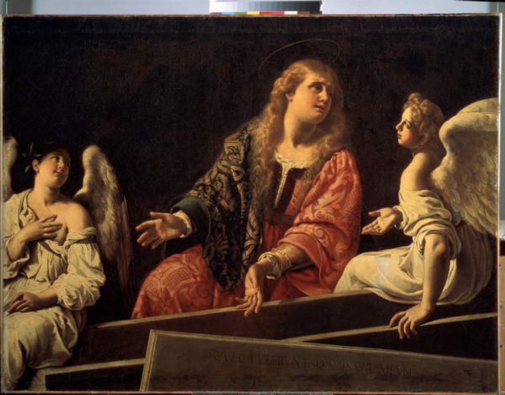 Detail of Mary Magdalene at the tomb of the risen Christ with two angels, c.1620 by Artemisia Gentileschi