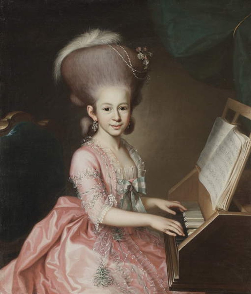 Detail of Portrait of a Young Lady at the Clavichord, 18th century by Georg Anton Urlaub