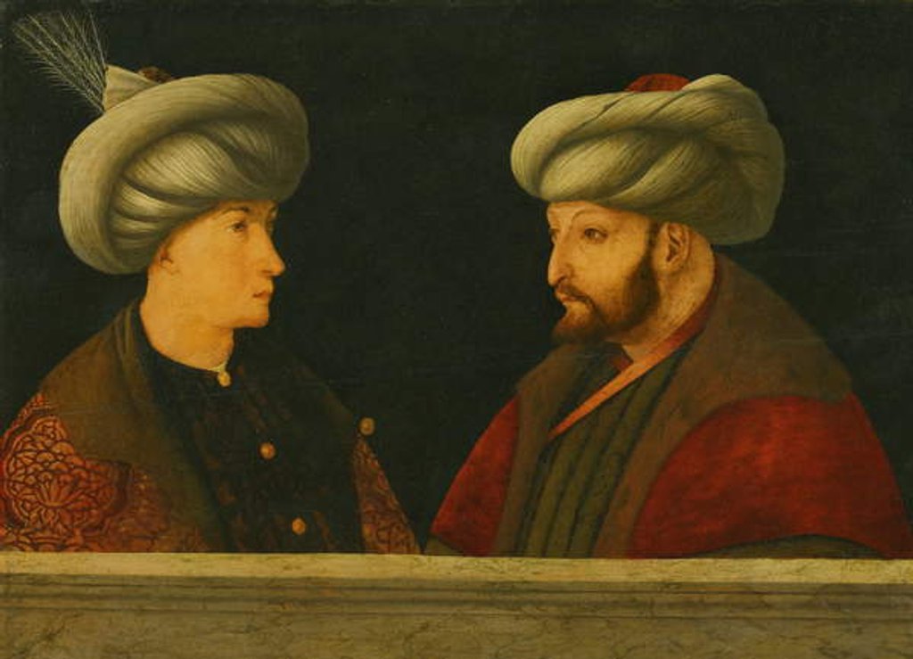 Detail of Portrait of Sultan Mehmed II with a young dignitary, 1444 by Gentile (school of) Bellini