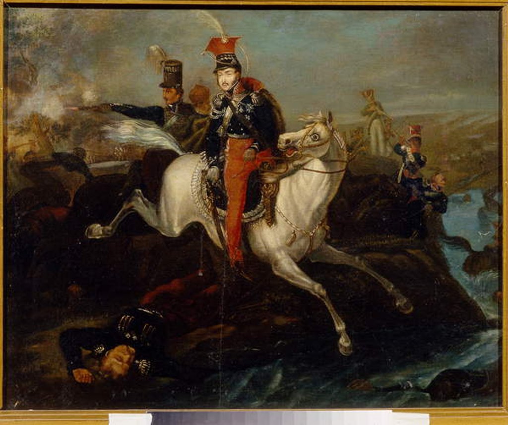 Detail of The Death of Prince Josef Poniatowski, at the Battle of Leipzig, 16th October 1813 by School Ukranian