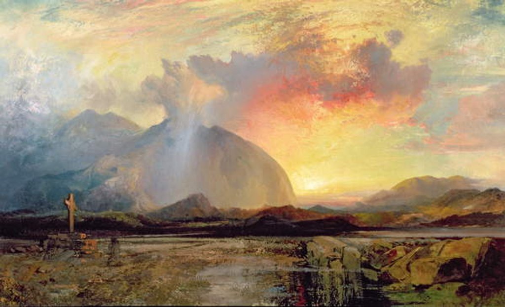 Detail of Sunset Vespers at the Old Rugged Cross by Thomas Moran