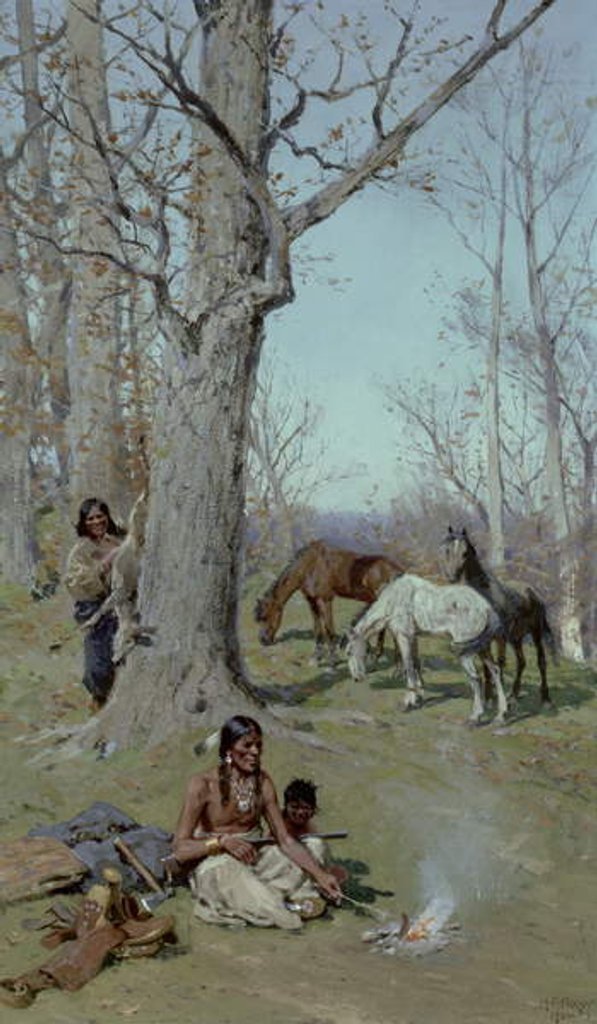 Detail of The Boy's Breakfast, 1904 by Henry Francois Farny