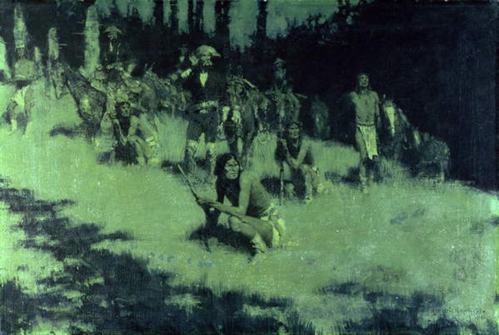 Detail of Apache Scouts Listening, 1908 by Frederic Remington