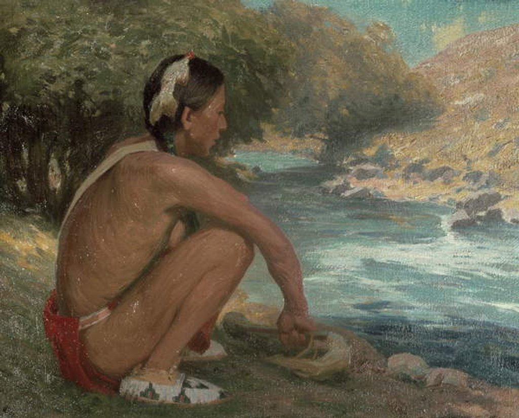 Detail of The Mountain Stream, c.1914 by Eanger Irving Couse
