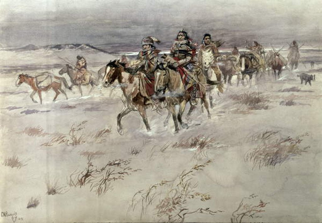 Detail of Crees Coming in to Trade by Charles Marion Russell