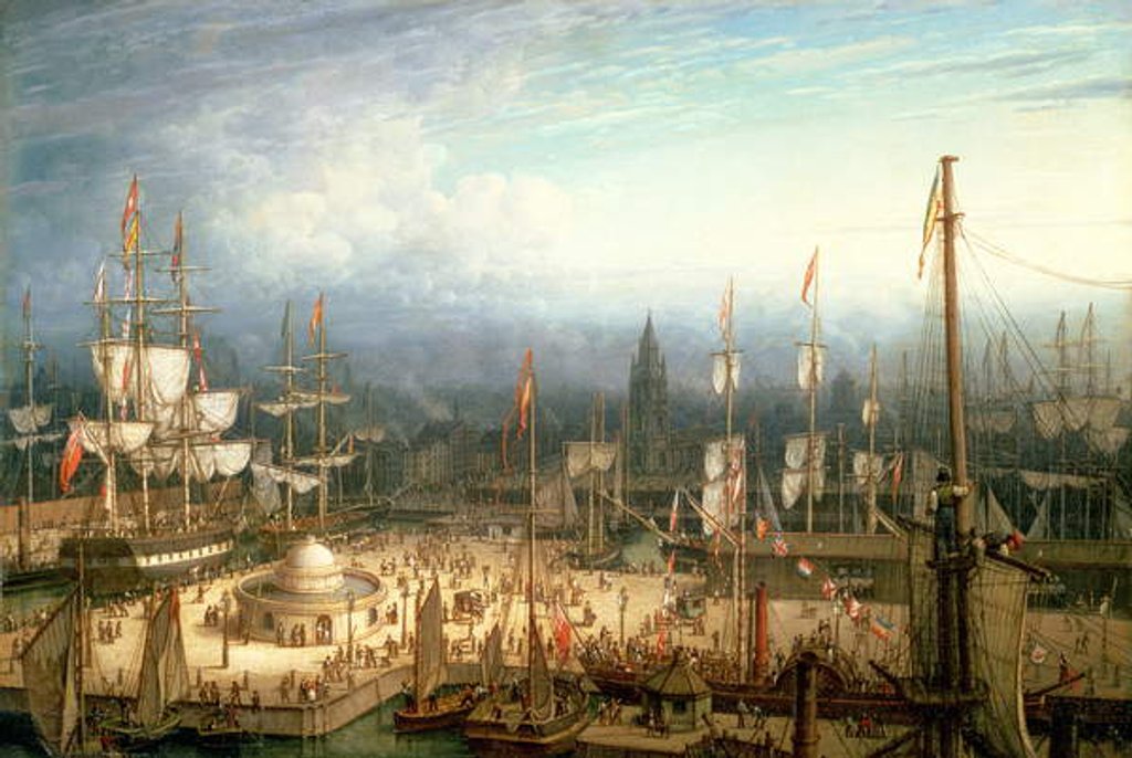 Detail of Four-Masted Clipper Ship in Liverpool Harbour, c.1810 by Robert Salmon