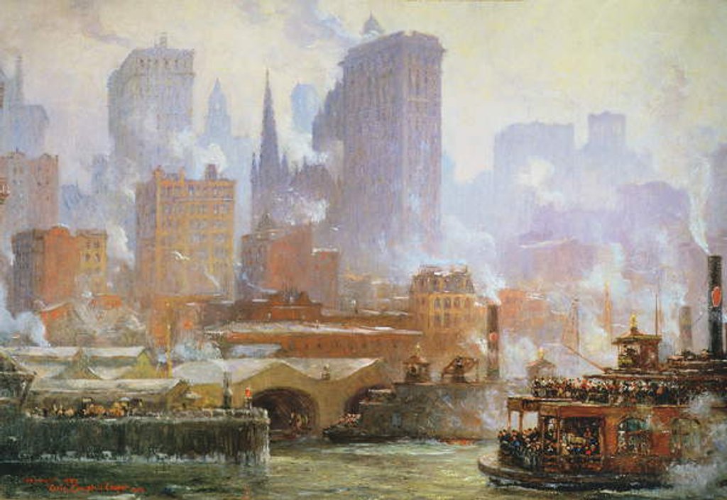 Detail of Wall Street Ferry Ship by Colin Campbell Cooper