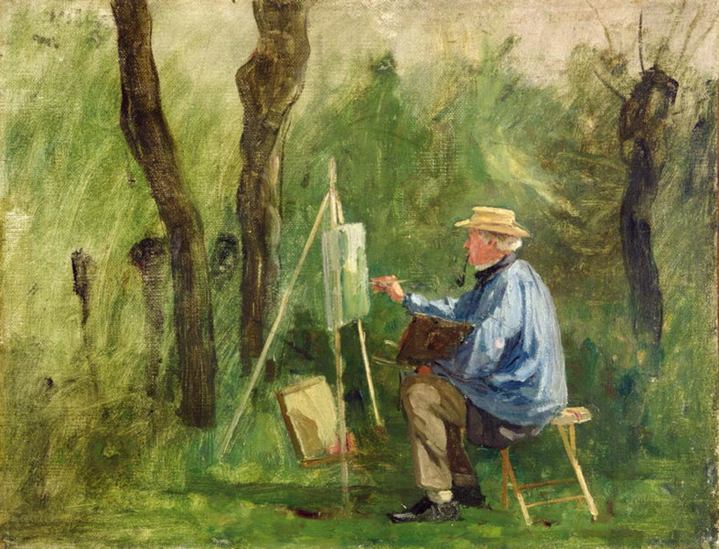 Detail of Corot at his Easel, Crecy-en-Brie, 1874 by Eugene Decan