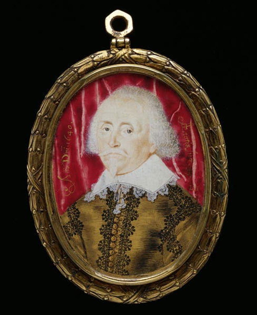 Detail of Portrait miniature of an unknown man, 1640 by Lawrence Hilliard
