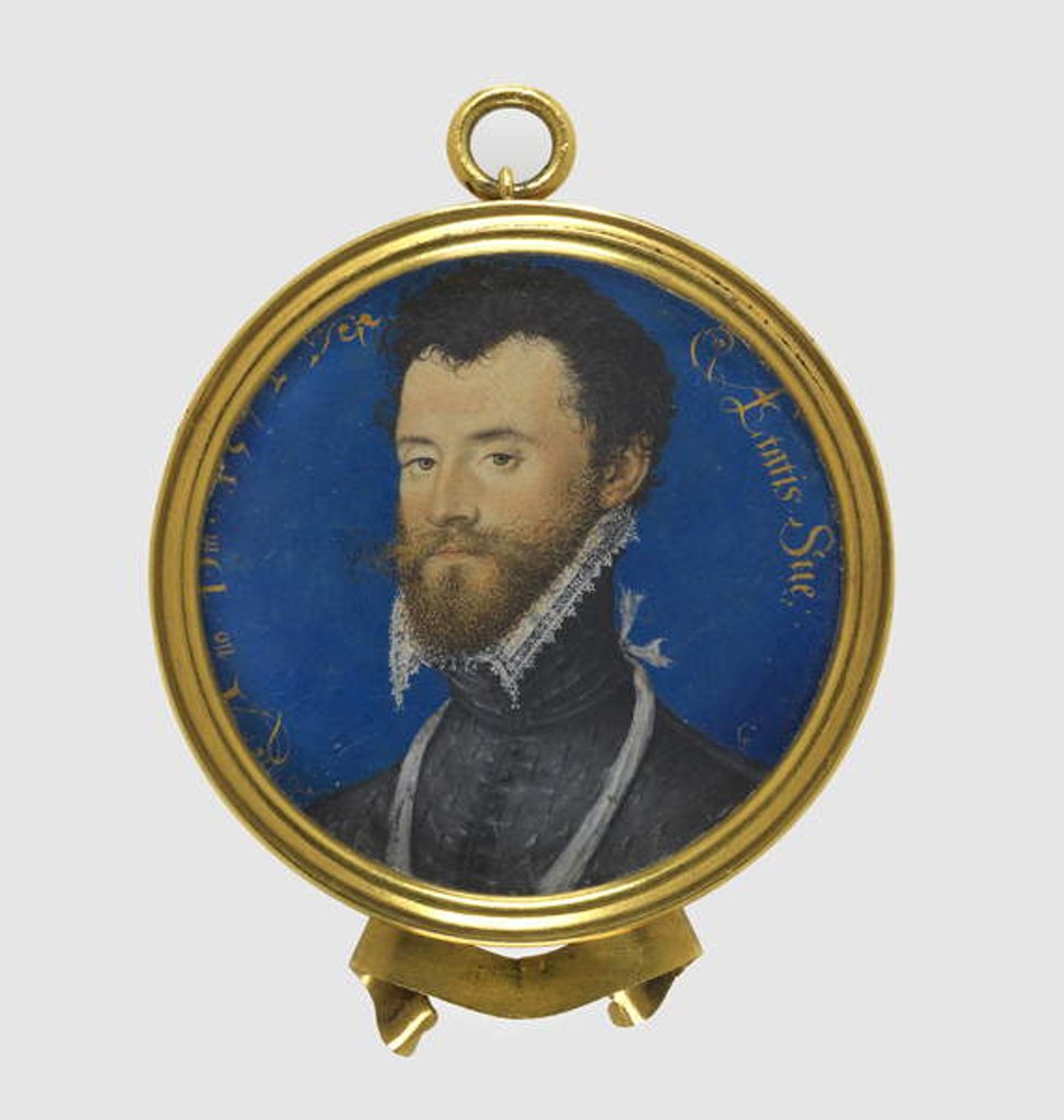 Detail of Portrait miniature of an unknown man, 1572 by Nicholas Hilliard