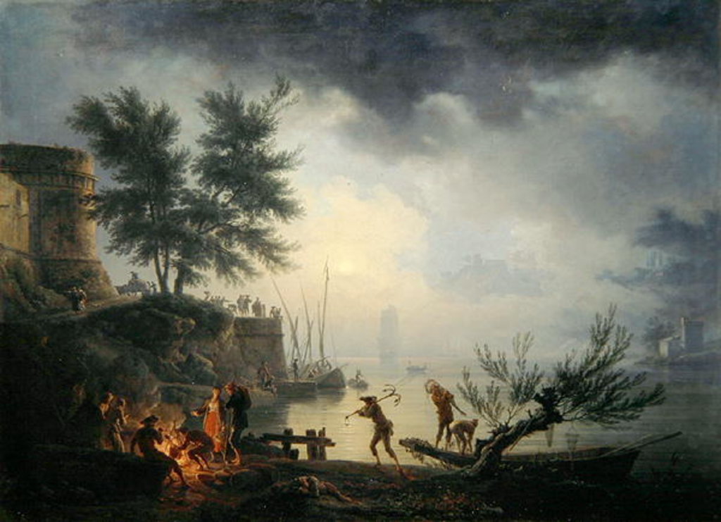 Detail of Sunrise, A Coastal Scene with Figures around a Fire, 1760 by Claude Joseph Vernet