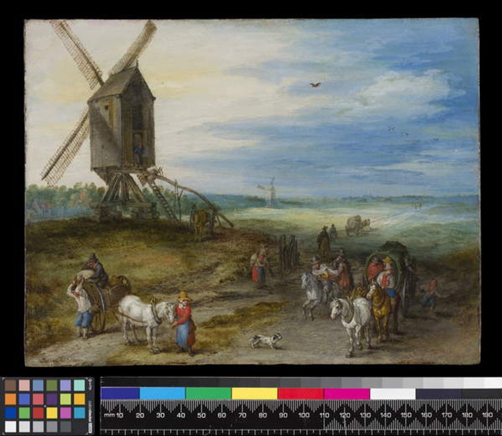 Detail of Landscape with mill and carts, c.1611 by Jan the Elder Brueghel