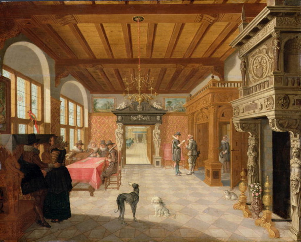 Detail of Interior of a Hall with Figures, 1621 by Nicolaes de Gyselaer