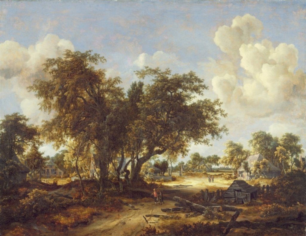 Detail of Wooded Landscape with Cottages, 1665 by Meindert Hobbema