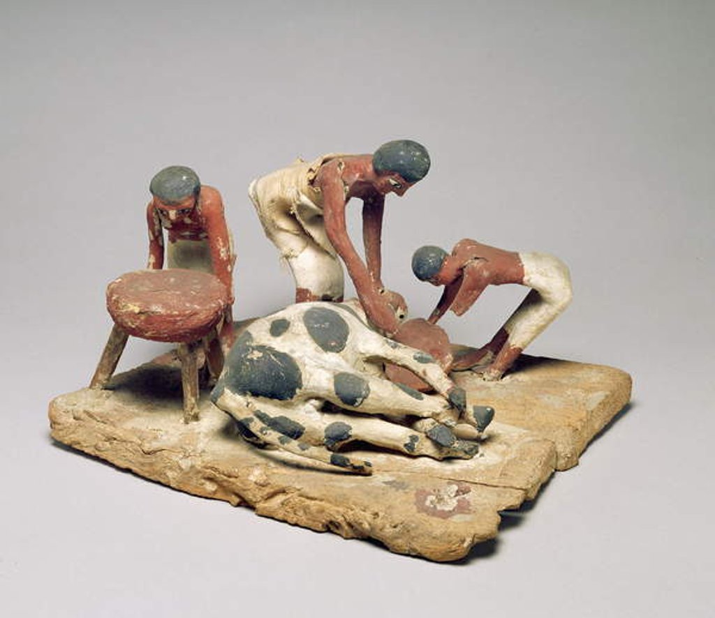 Detail of Model of butchers at work by Egyptian 12th Dynasty