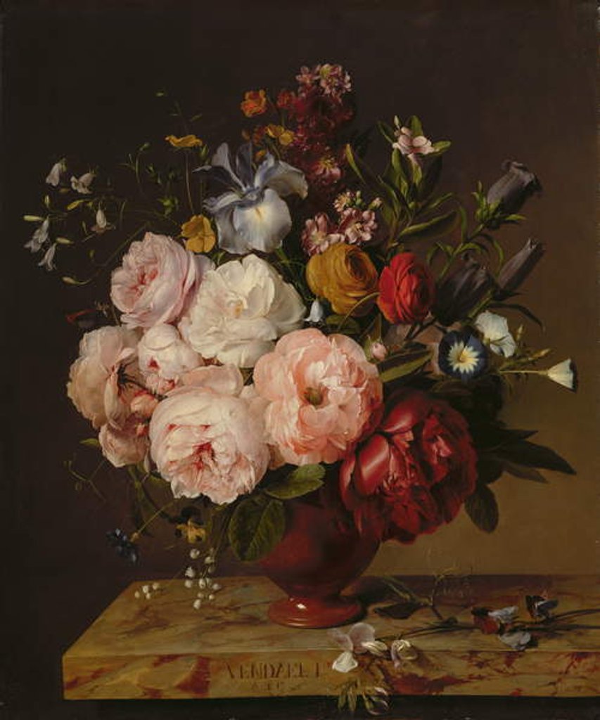 Detail of A Vase of Flowers on a Ledge, 1817 by Jan Frans van Dael