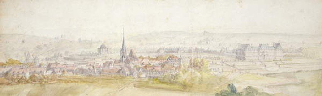 Detail of Distant view of a town with a chateau on the right by Adam Frans van der Meulen