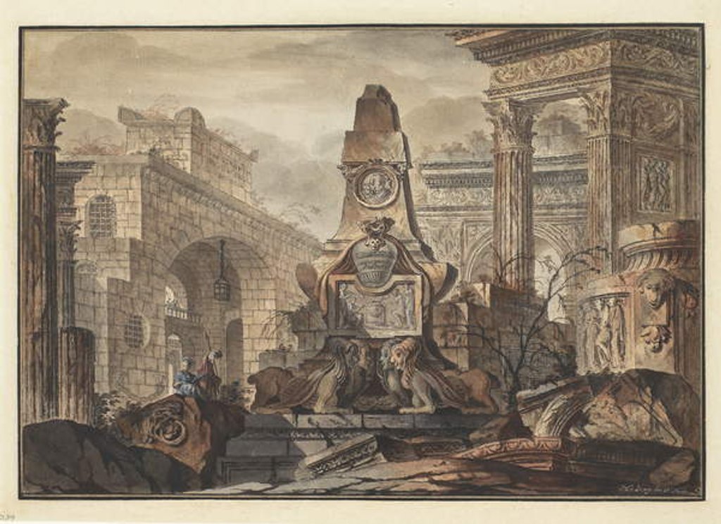 Detail of An architectural fantasy by Jean Laurent Legeay