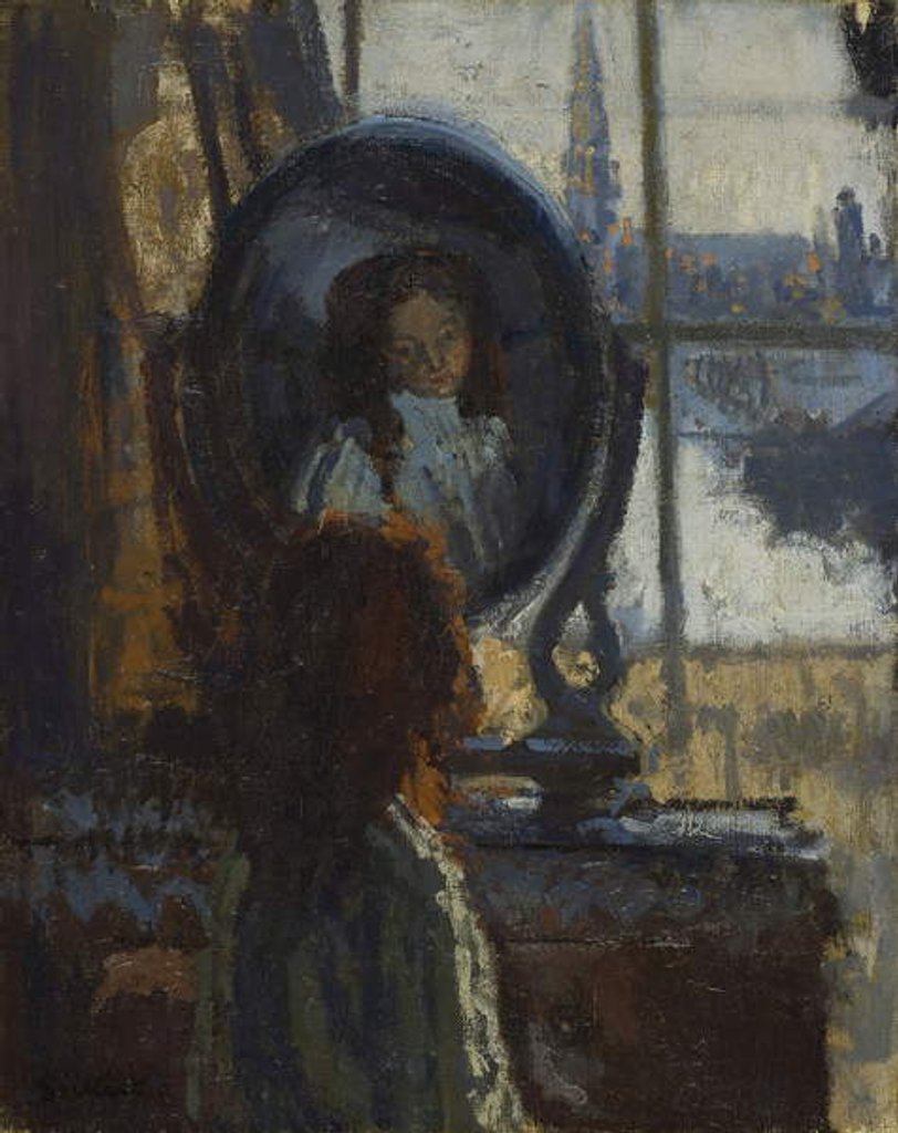 Detail of Girl at a looking-glass, little Rachel, 1907 by Walter Richard Sickert