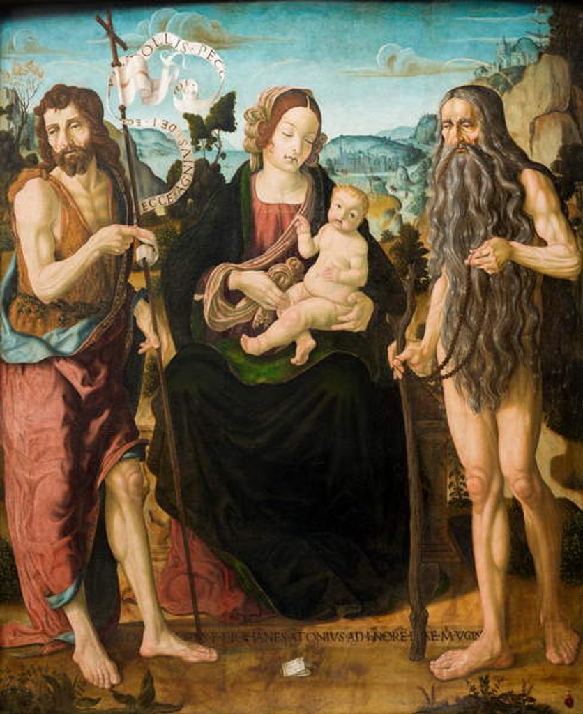 Detail of Virgin and Child between St. John the Baptist and St. Onuphrius by Neapolitan School