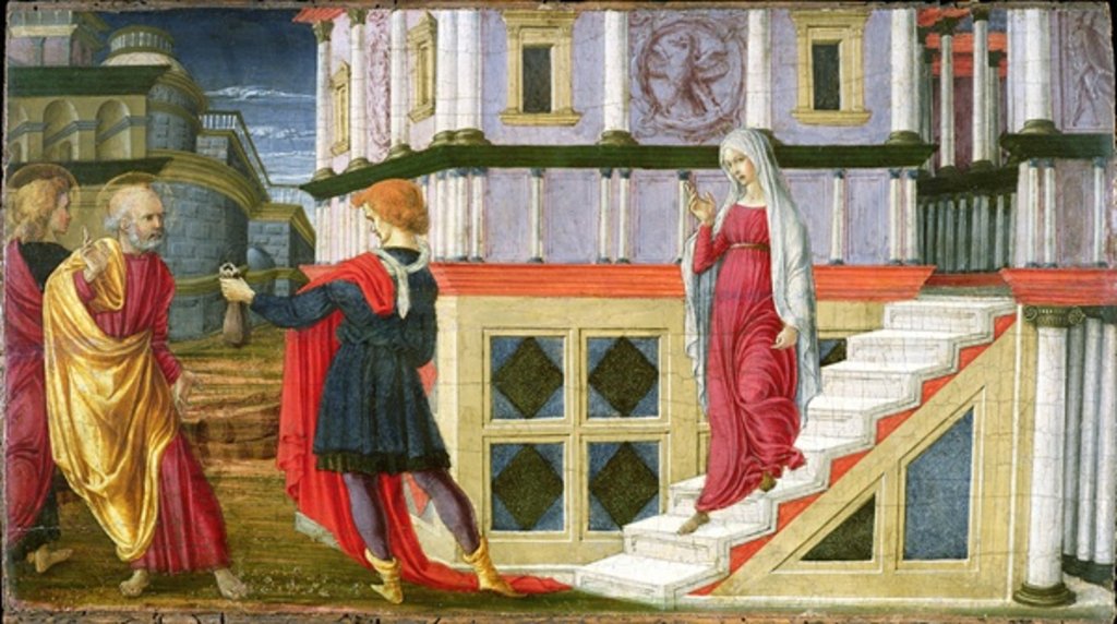 Detail of Simon Magus Offering St. Peter Money, 1470-75 by Liberale da Verona