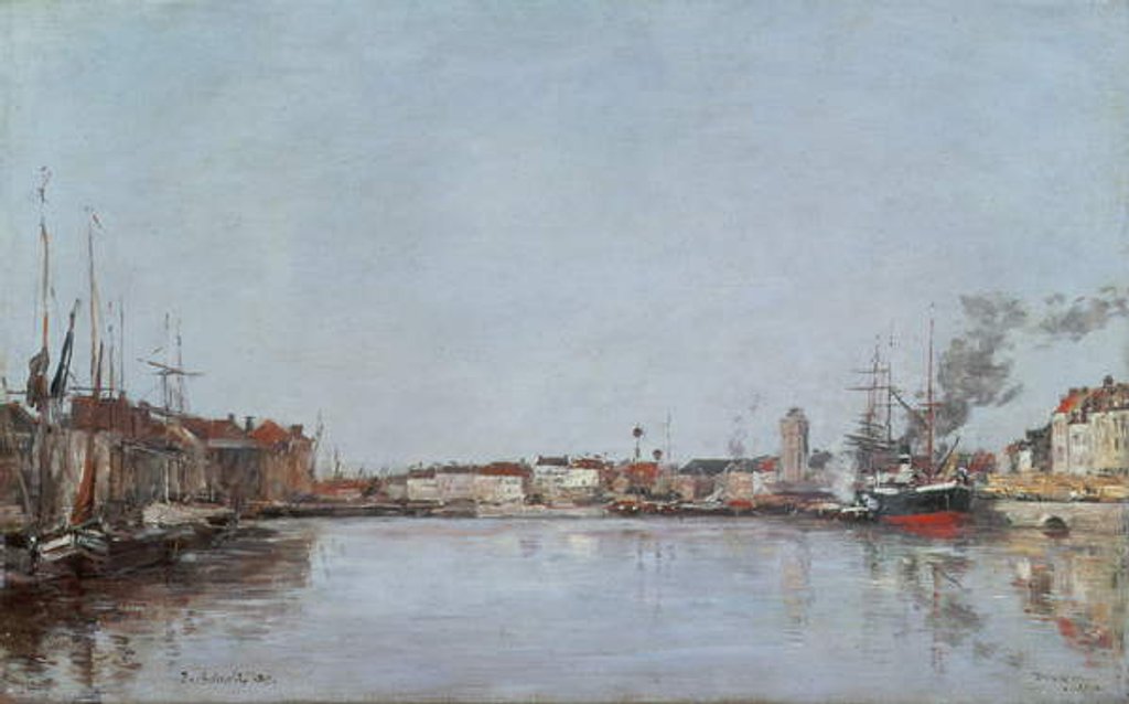 Detail of The Dutch Dock, Dunkirk, 1889 by Eugene Louis Boudin