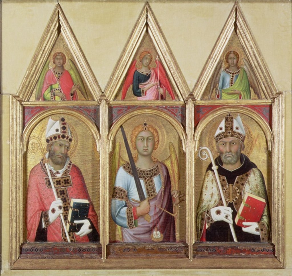 Detail of St. Geminianus, St. Michael and St. Augustine, c.1319 by Simone Martini