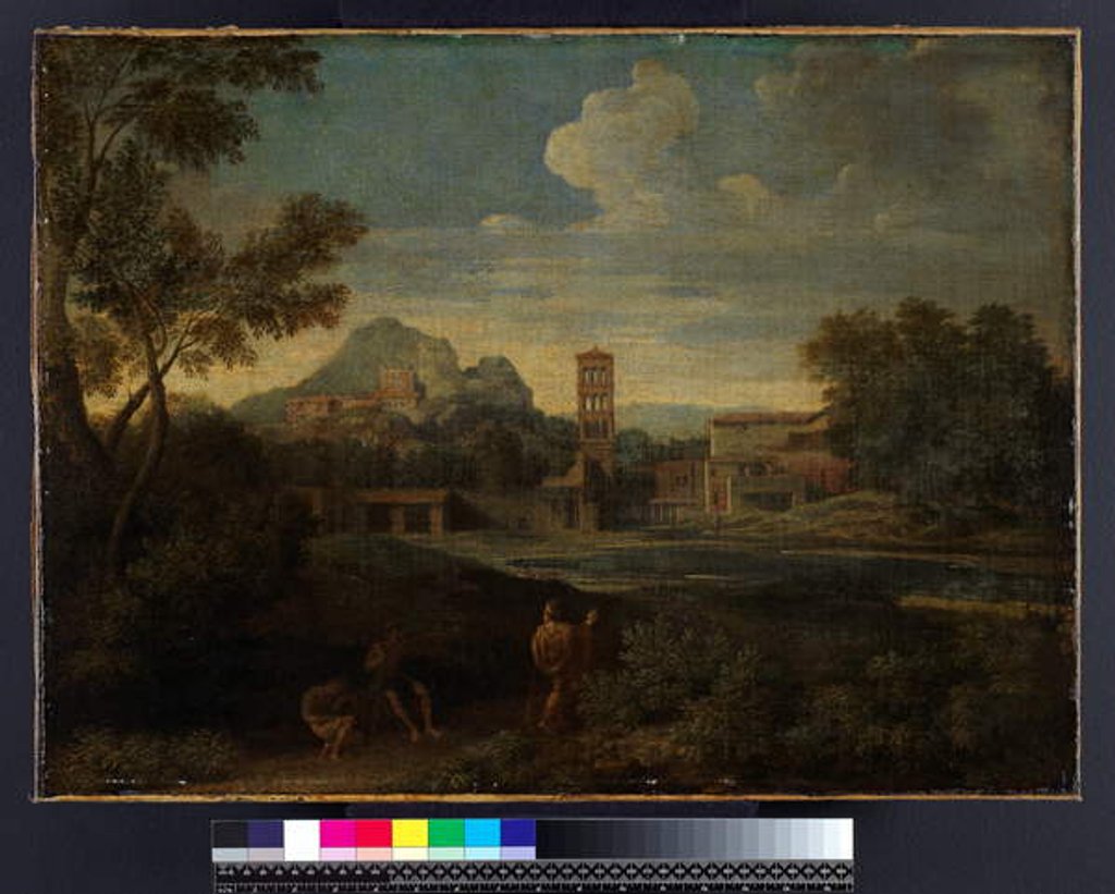Detail of Landscape with figures, before 1675 by Gaspard Poussin Dughet