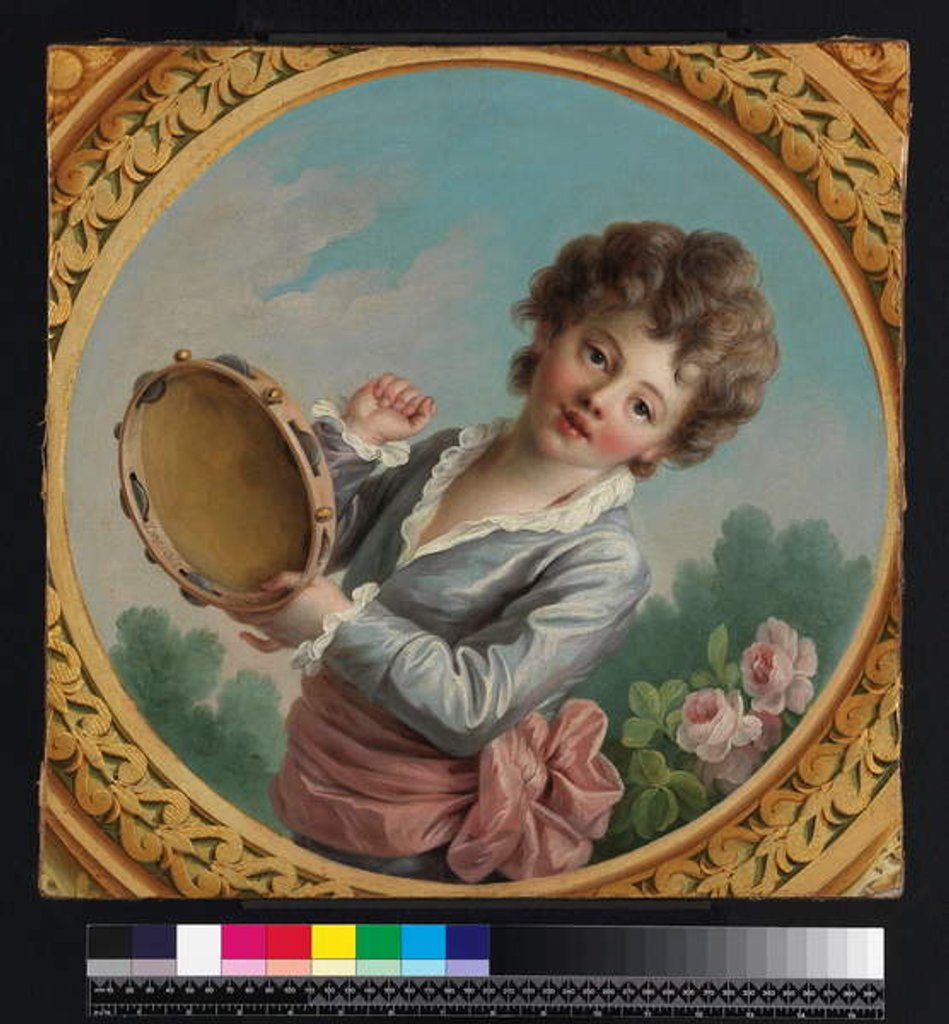 Detail of Child with a tambourine, 1772 by Francois-Hubert Drouais